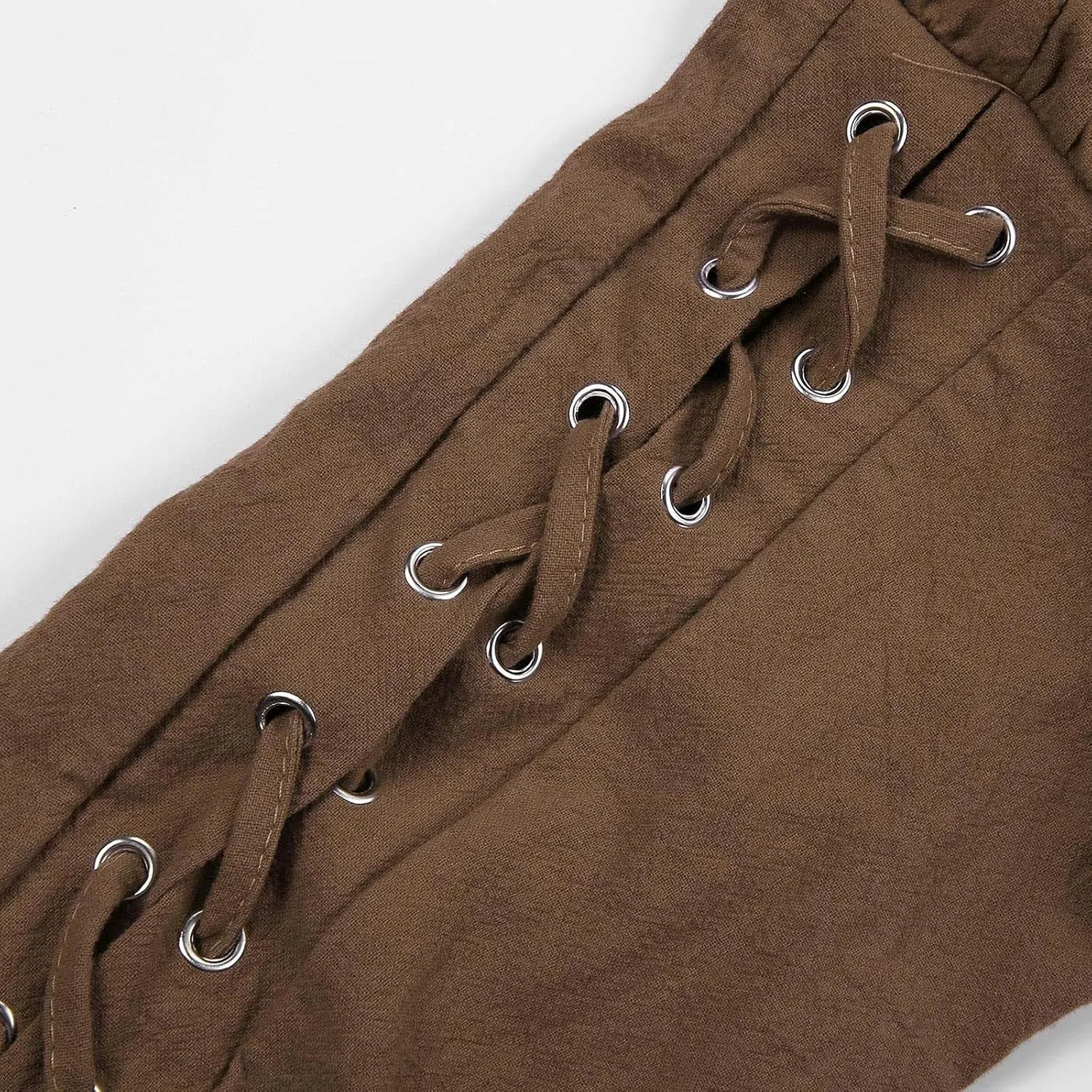 2025 Mens Drawstring Waist Pants Linen Banded Pants