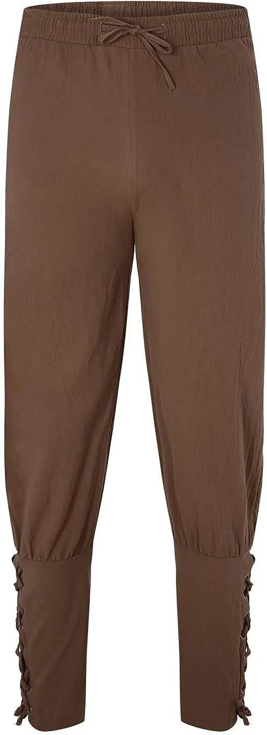 2025 Mens Drawstring Waist Pants Linen Banded Pants