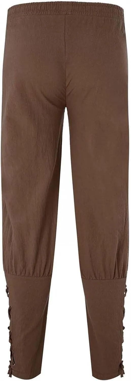 2025 Mens Drawstring Waist Pants Linen Banded Pants