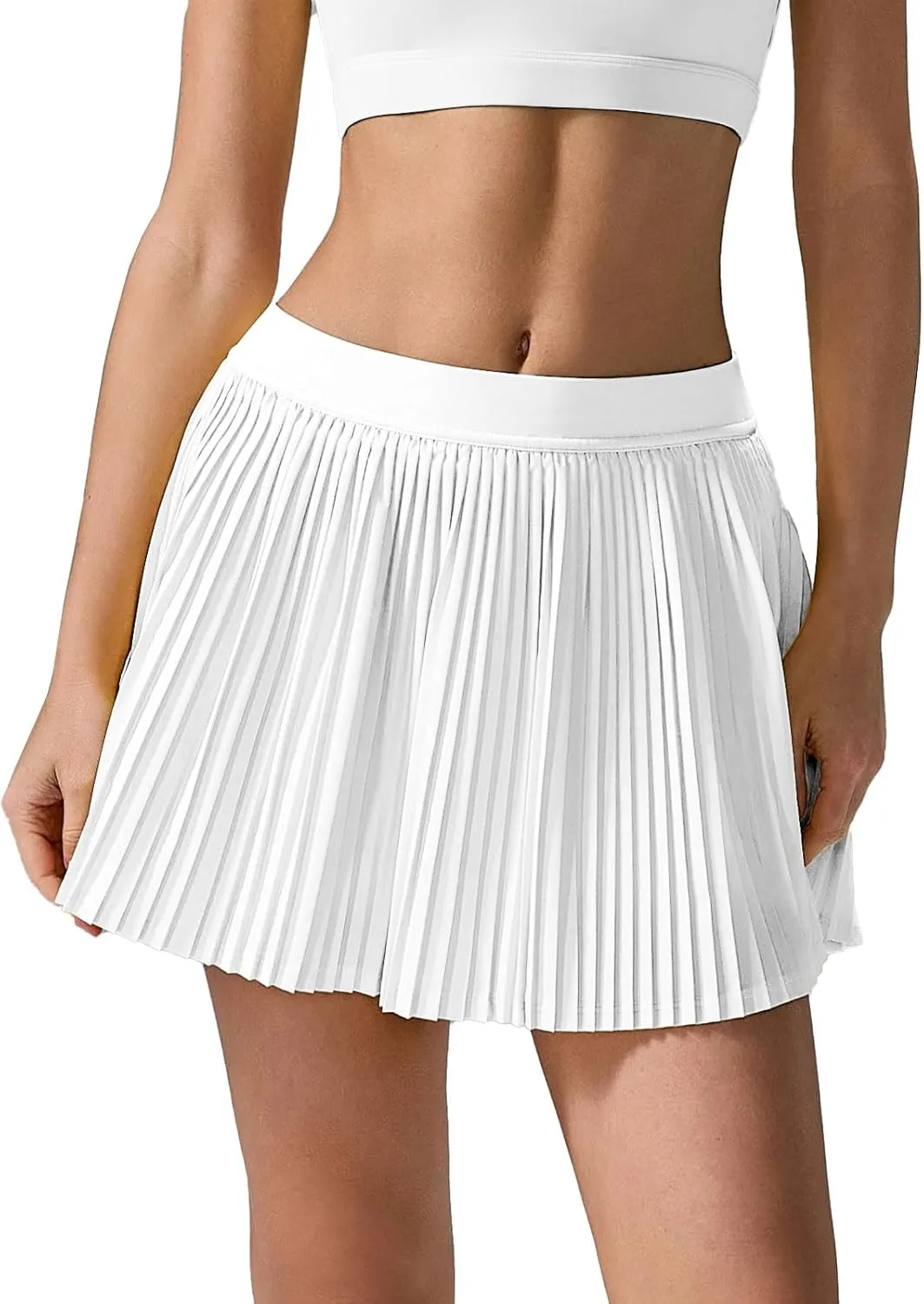 altiland Womens' Cool Feeling Pleated Tennis Athletic Running Mini Skirts with Shorts & Pocket 3"