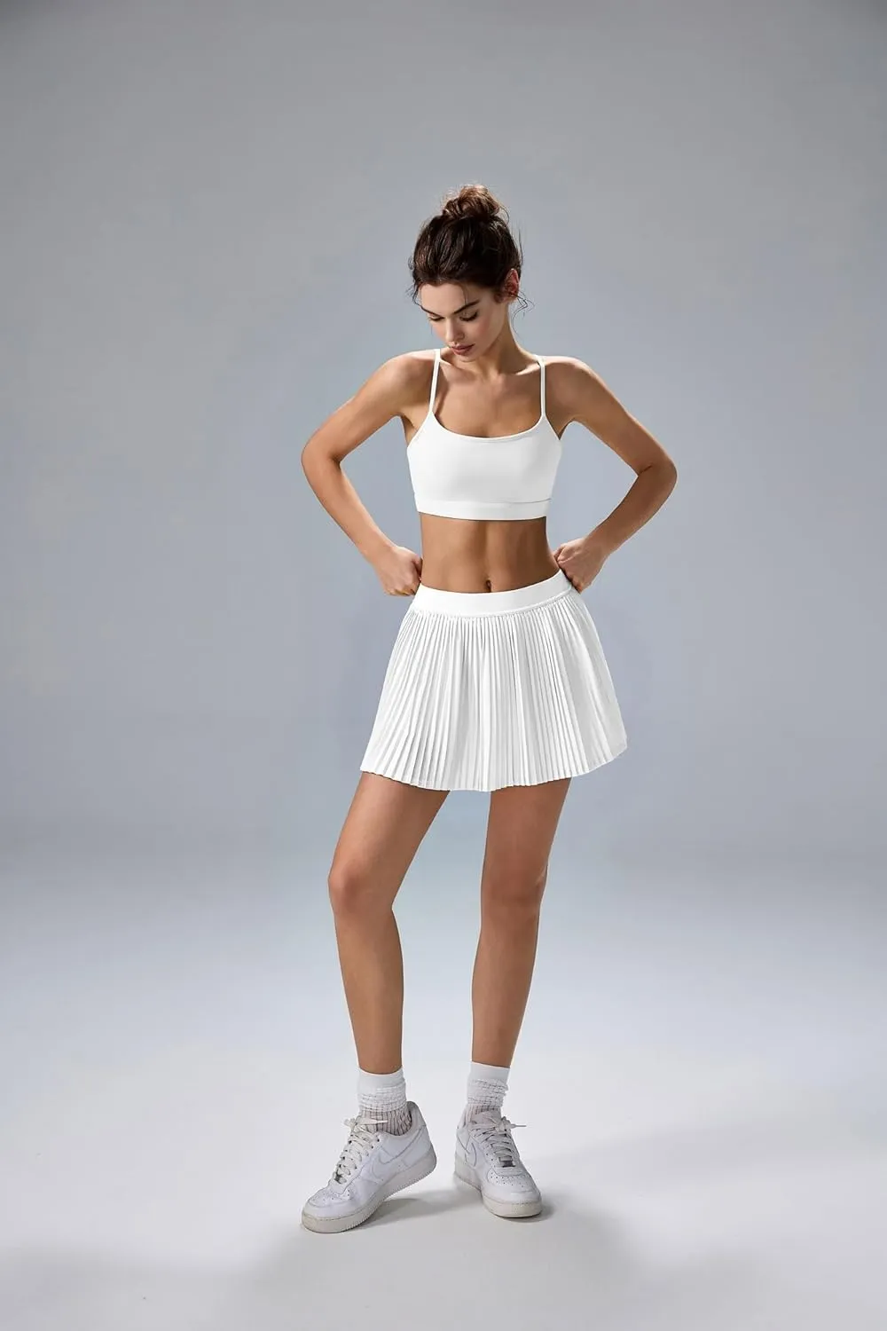 altiland Womens' Cool Feeling Pleated Tennis Athletic Running Mini Skirts with Shorts & Pocket 3"
