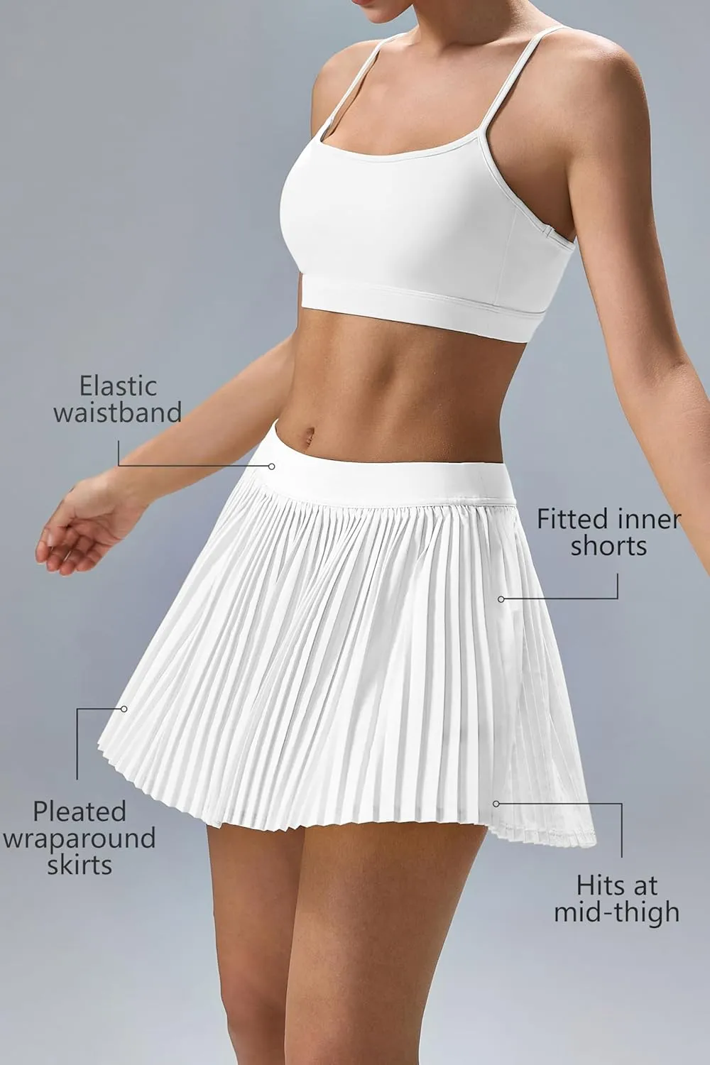 altiland Womens' Cool Feeling Pleated Tennis Athletic Running Mini Skirts with Shorts & Pocket 3"