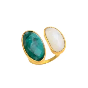 Anillo con piedras Allegra Verde y Blanco