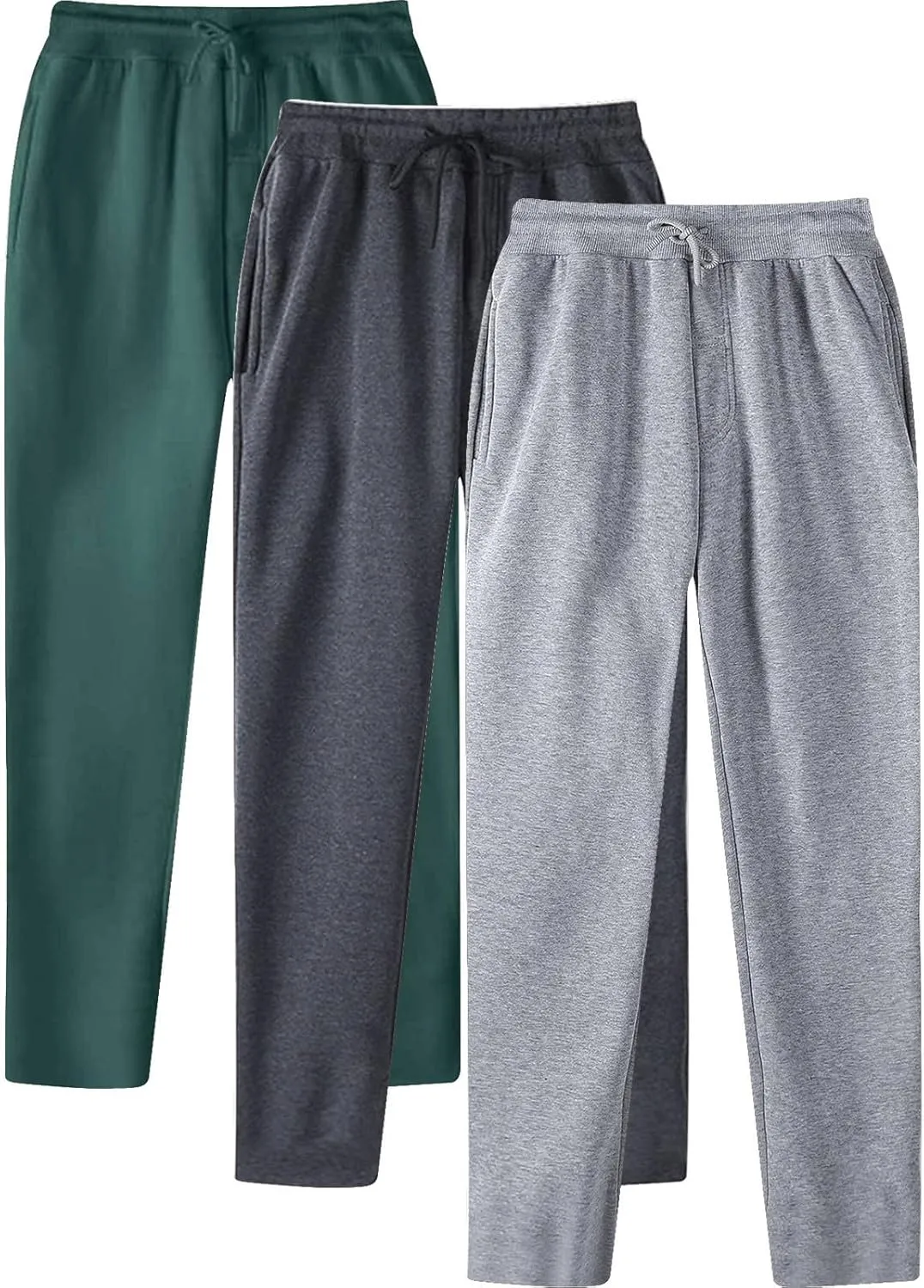 Aniywn Mens 3 Pack Sweatpants Baggy Running Sports Pants Loose Casual Trousers Elastic Waist Drawstring Jogger Sweatpants