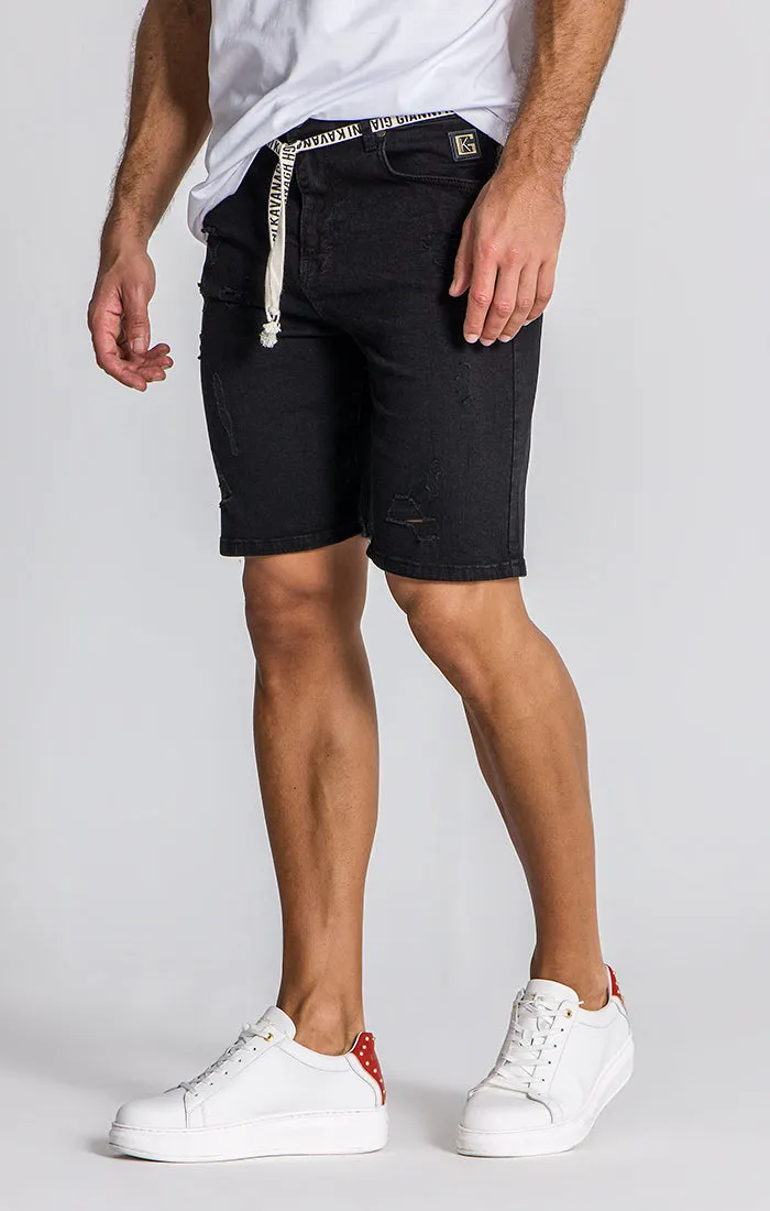 Stylish Black Label Denim Shorts