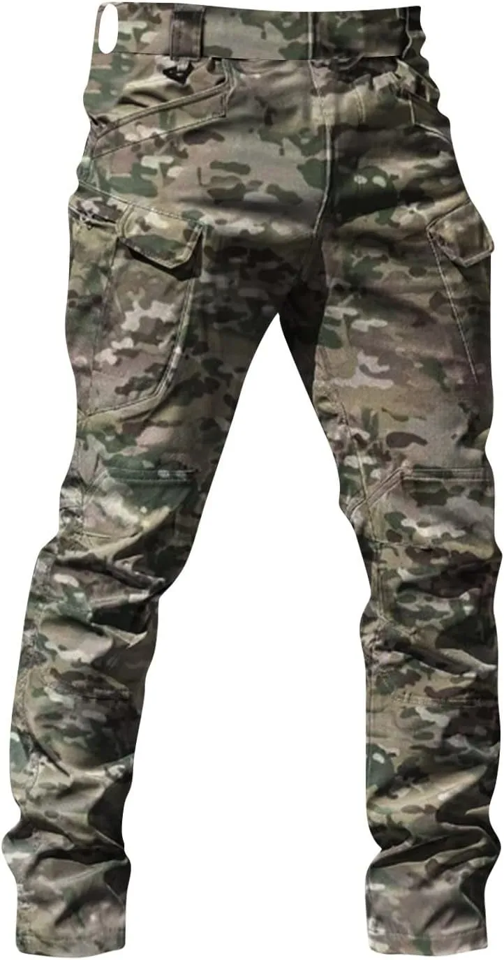 Camo Tactical Pants Men Stretch Waterproof Cargo Work Pants Lightweight Relaxed Fit Hiking Pants Multi Pockets