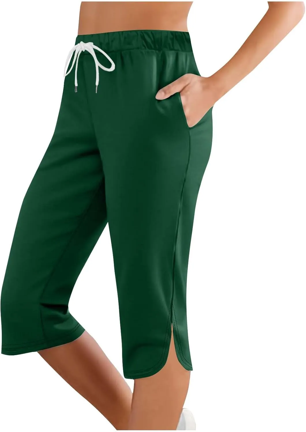 Capris for Women with Pockets High Waisted Drawstring Casual Capris Quick Dry Summer Outdoor Sports Cropped Yoga Pants