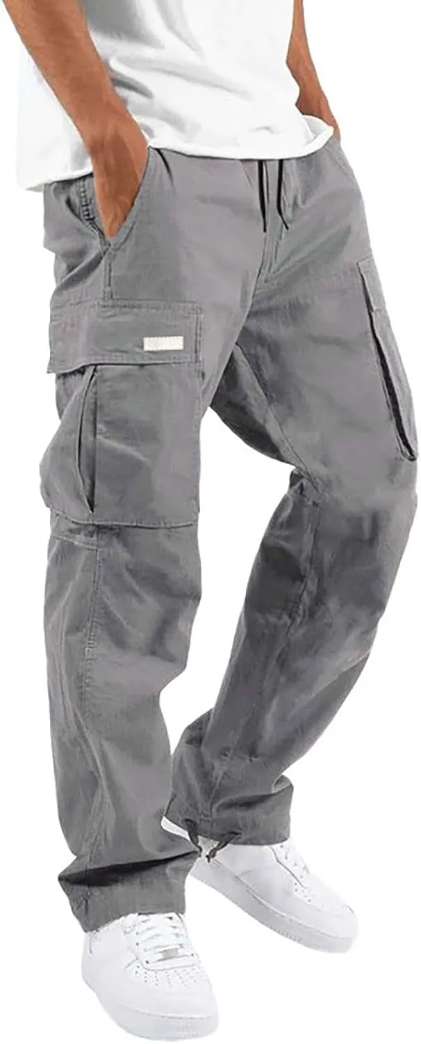 Cargo Pants Men Cotton Stretch Work Lightweight Gym Tactical Trousers Joggers