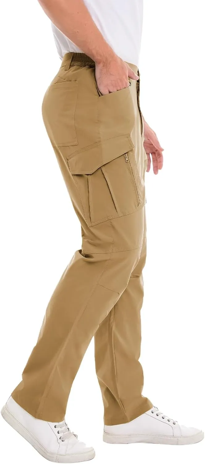 Cargo Pants Mens with 9 Pockets - High Waist Water-Resistant Tactical Pants for Hiking, Sports, and Casual Wear