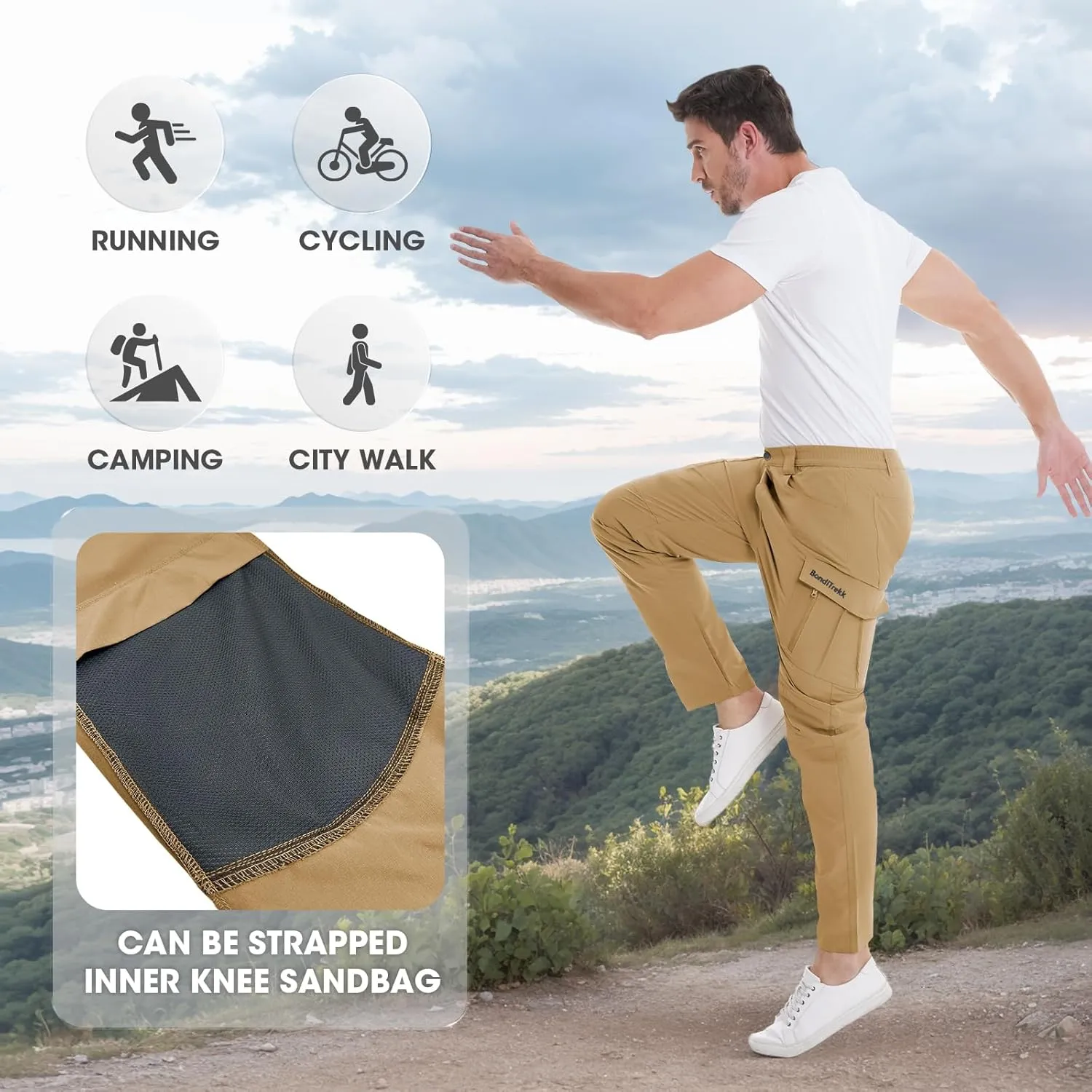 Cargo Pants Mens with 9 Pockets - High Waist Water-Resistant Tactical Pants for Hiking, Sports, and Casual Wear
