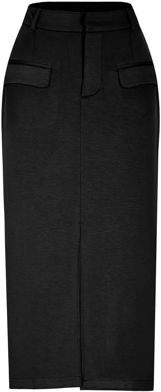 Cargo Skirts for Women High Waisted Midi Skirt Trendy Spring Summer Pencil Slit Dressy Casual Business Work Long Skirts