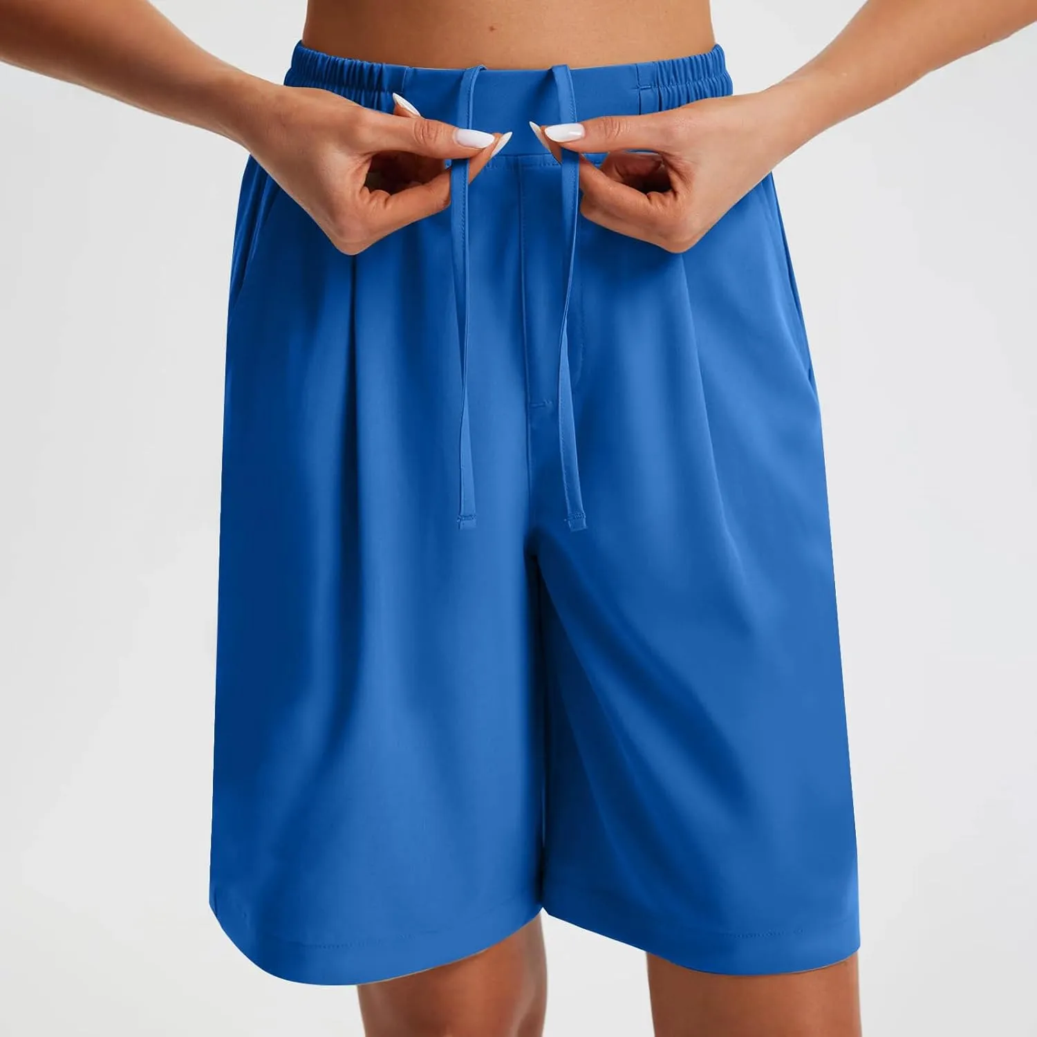 Casual Shorts for Women Elastic Waist Wide Leg Shorts Summer Tailored Pants Dressy Outfits with Pockets