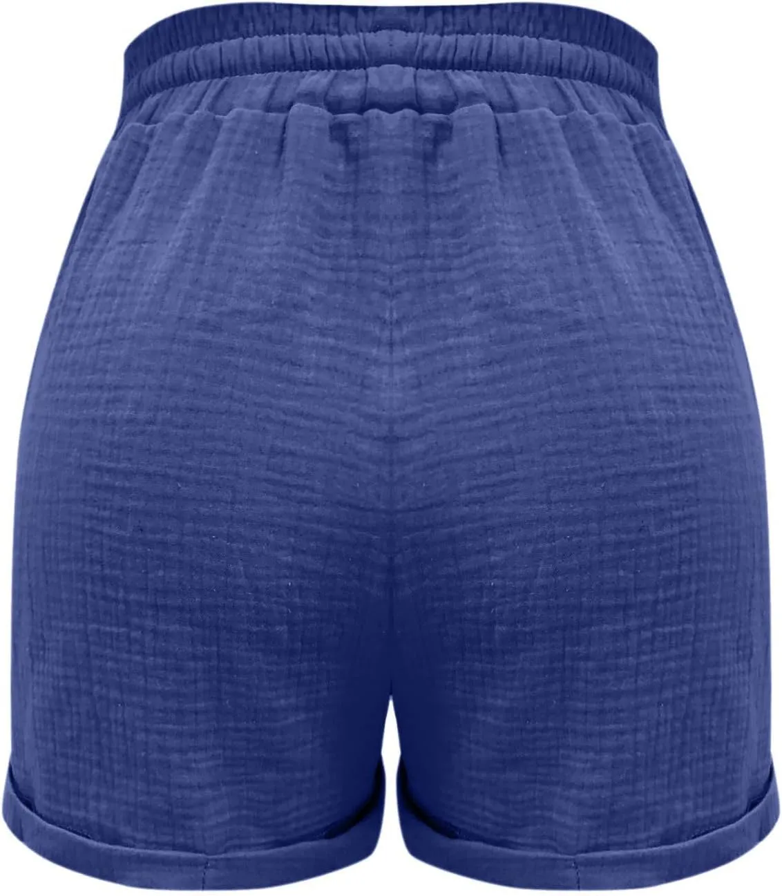 Casual Shorts for Women High Waisted Cotton Crinkle Fabric Summer Beach Shorts Soft Lightweight with Pockets