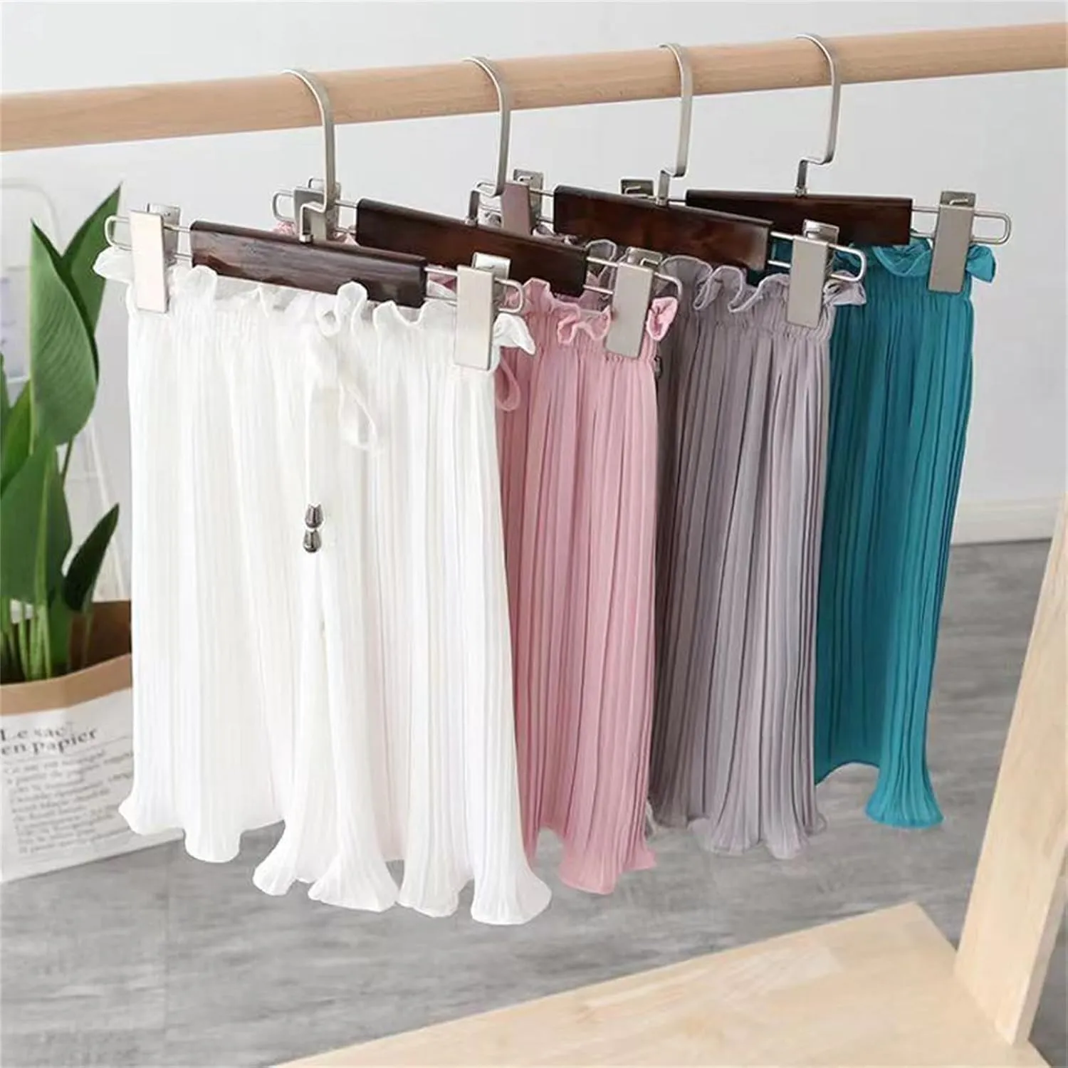 Girls Wide Leg Ruffle Pants Baggy Flowy Trim Cropped Elastic Waist Lightweight Trousers Casual Loose Pants Clothes