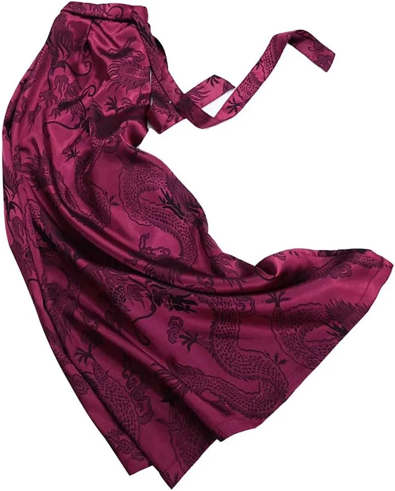 HZCX FASHION Mens Womens Baggy Relax Wide Leg Palazzo Pant Dragon Satin Kung Fu Slacks Casual Trousers Lightweight Yoga Pants