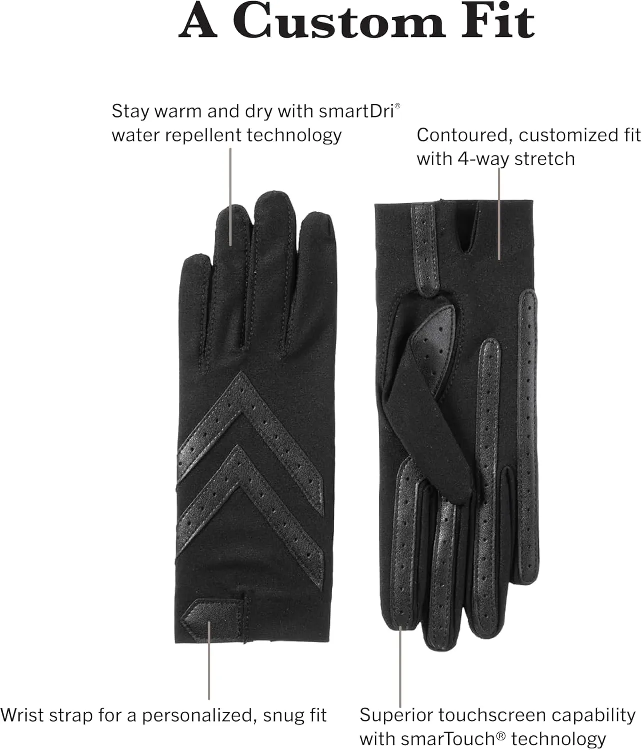 isotoner womens Spandex Shortie Touchscreen Gloves - Waterproof Winter Gloves