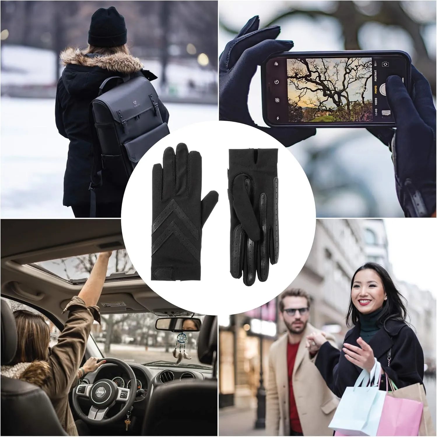 isotoner womens Spandex Shortie Touchscreen Gloves - Waterproof Winter Gloves