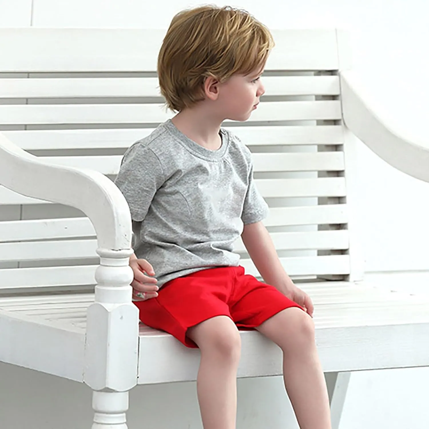 Kids Casual Cotton Shorts Preppy Shorts Boys Girls Relaxed Fit School Uniform Elastic Waist Solid Color Summer Clothes