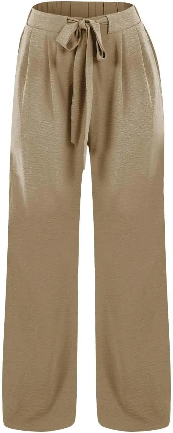 Kids Girls Baggy Palazzo Pants Loose Wide Leg Straight Drawsting High Waist Trousers Daily Lightweight Trendy Pants