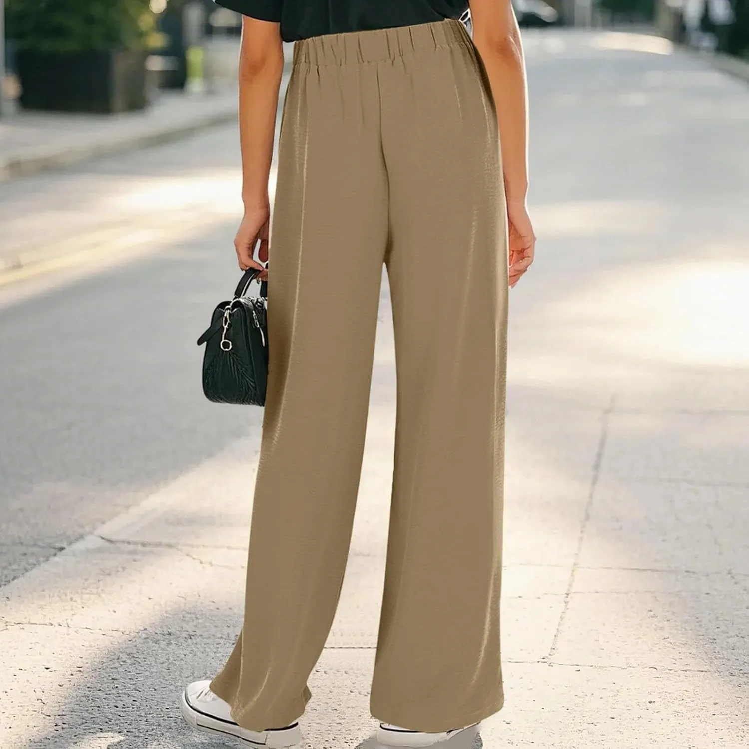 Kids Girls Baggy Palazzo Pants Loose Wide Leg Straight Drawsting High Waist Trousers Daily Lightweight Trendy Pants