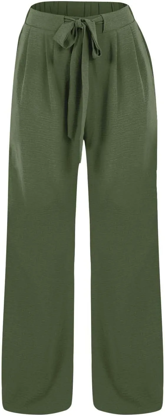 Kids Girls Baggy Palazzo Pants Loose Wide Leg Straight Drawsting High Waist Trousers Daily Lightweight Trendy Pants