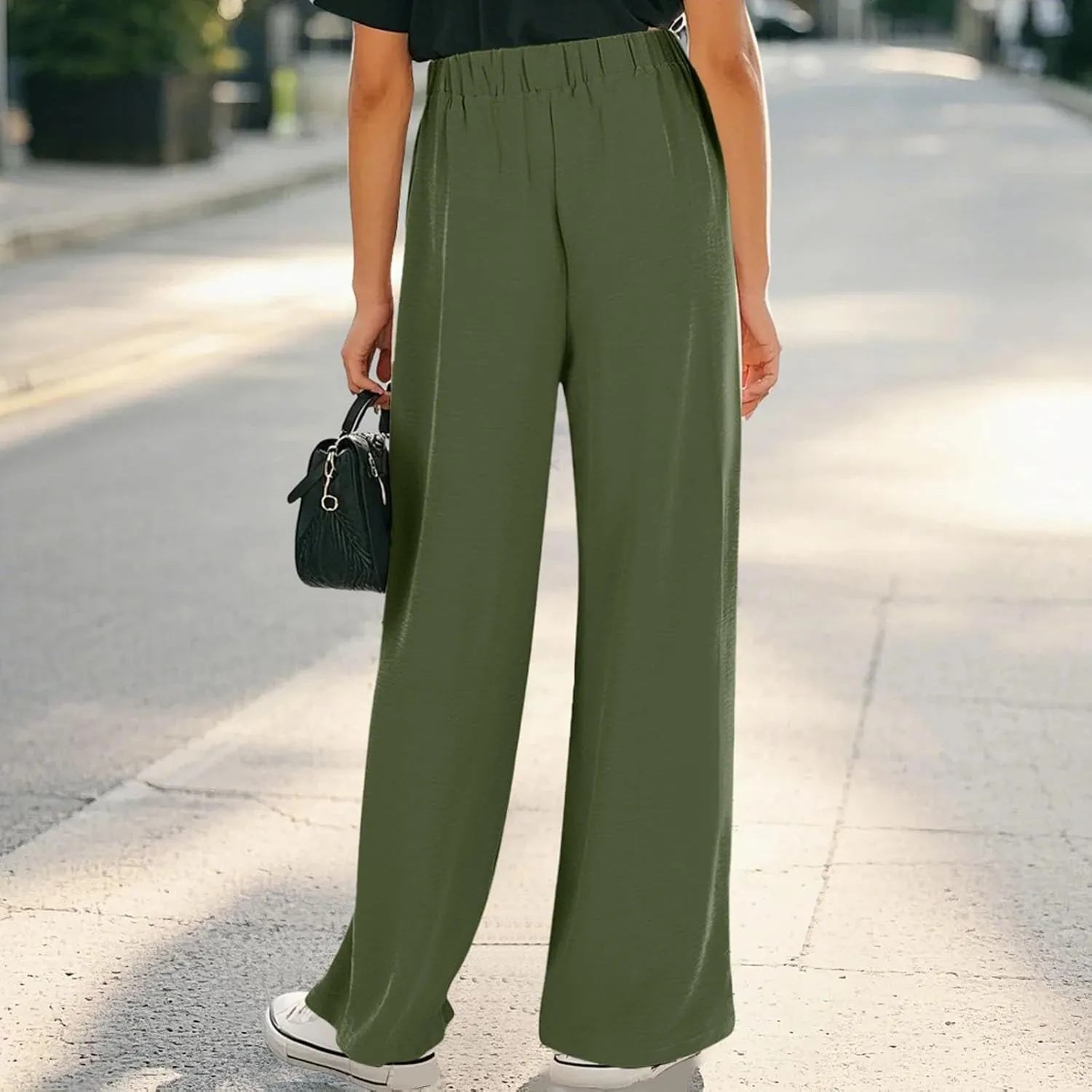 Kids Girls Baggy Palazzo Pants Loose Wide Leg Straight Drawsting High Waist Trousers Daily Lightweight Trendy Pants