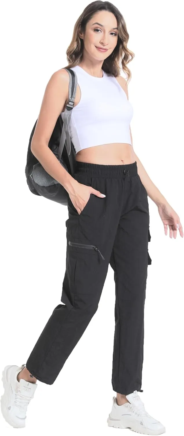 Lightweight Women Cargo Pants with Pockets Quick Dry Workout Athletic Travel Lounge Pantalones Outdoor Camping Hiking Pants