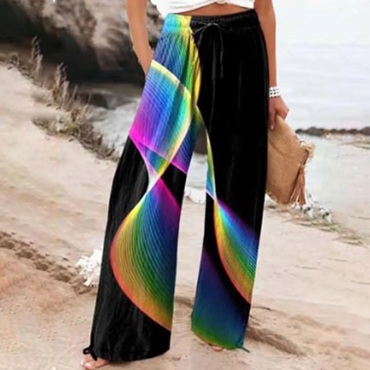 Linen Cargo Pants Women Summer Linen Pants Pants with Elastic High Waist Paper Bag Drawstring Pant Linen Pants Set Women