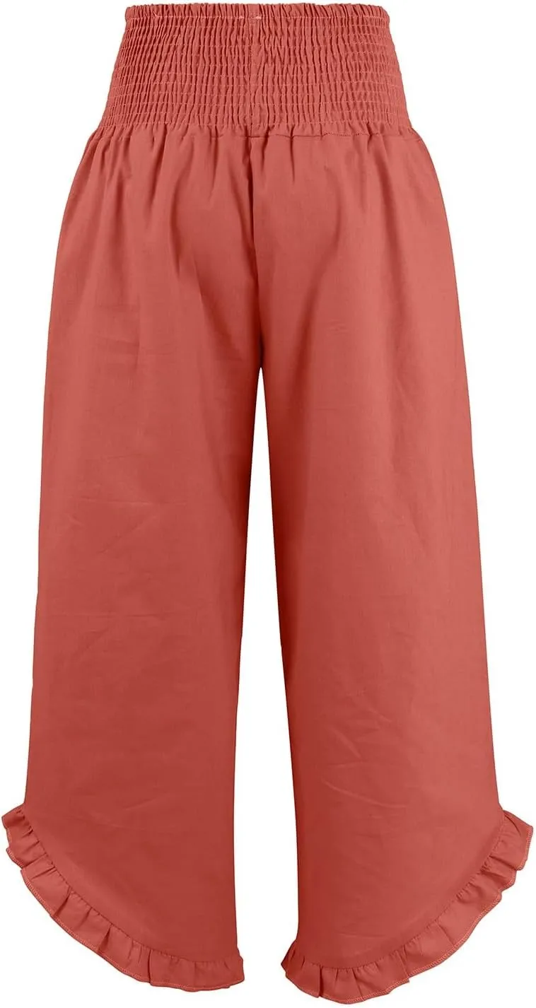 Linen Pants Women Summer Boho Wide Leg High Waist Lounge Palazzo Pant 2025 Casual Beach Vacation Outfits