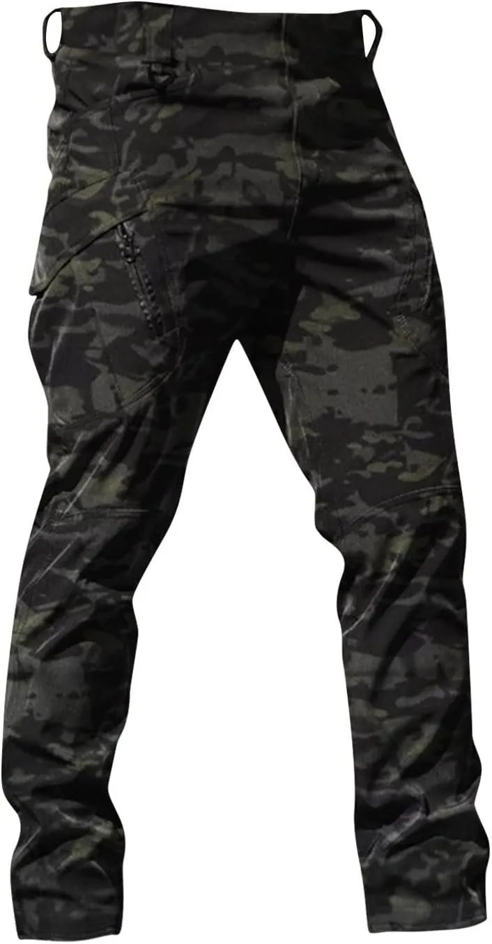 Men Cargo Pants Relaxed Fit Khaki Pants Stretch Tactical Multi Pockets Hiking Pant Water Resistant Ripstop Trousers