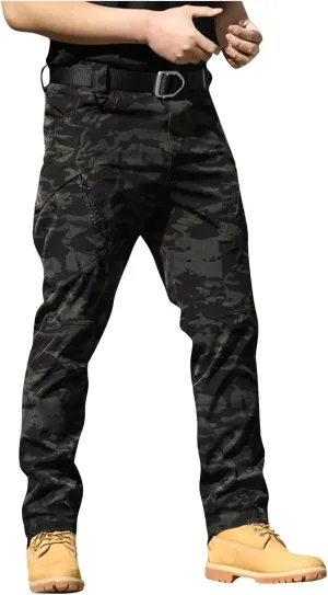 Men Cargo Pants Relaxed Fit Khaki Pants Stretch Tactical Multi Pockets Hiking Pant Water Resistant Ripstop Trousers