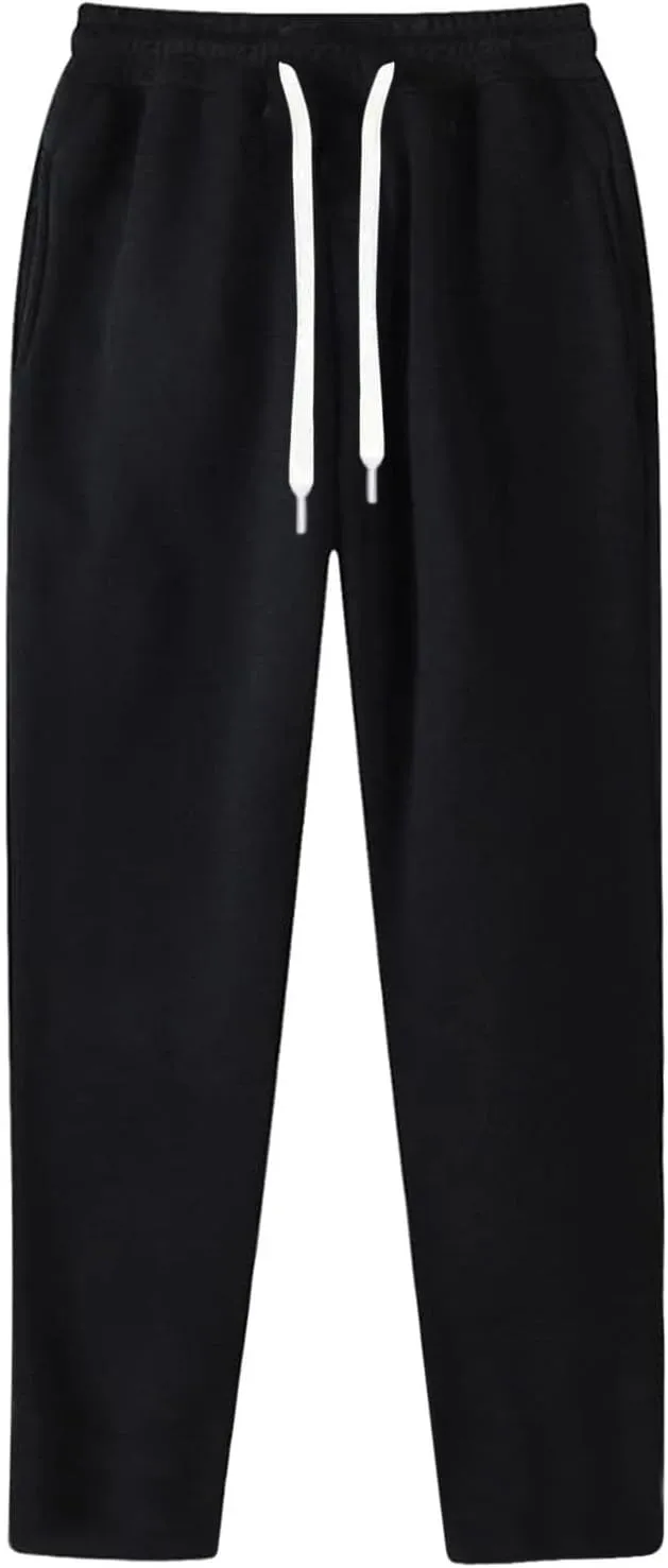 Mens Sweatpants Open Bottom Baggy Casual Drawstring Straight Leg Sweat Pants for Men Joggers Gym Athletic Trousers