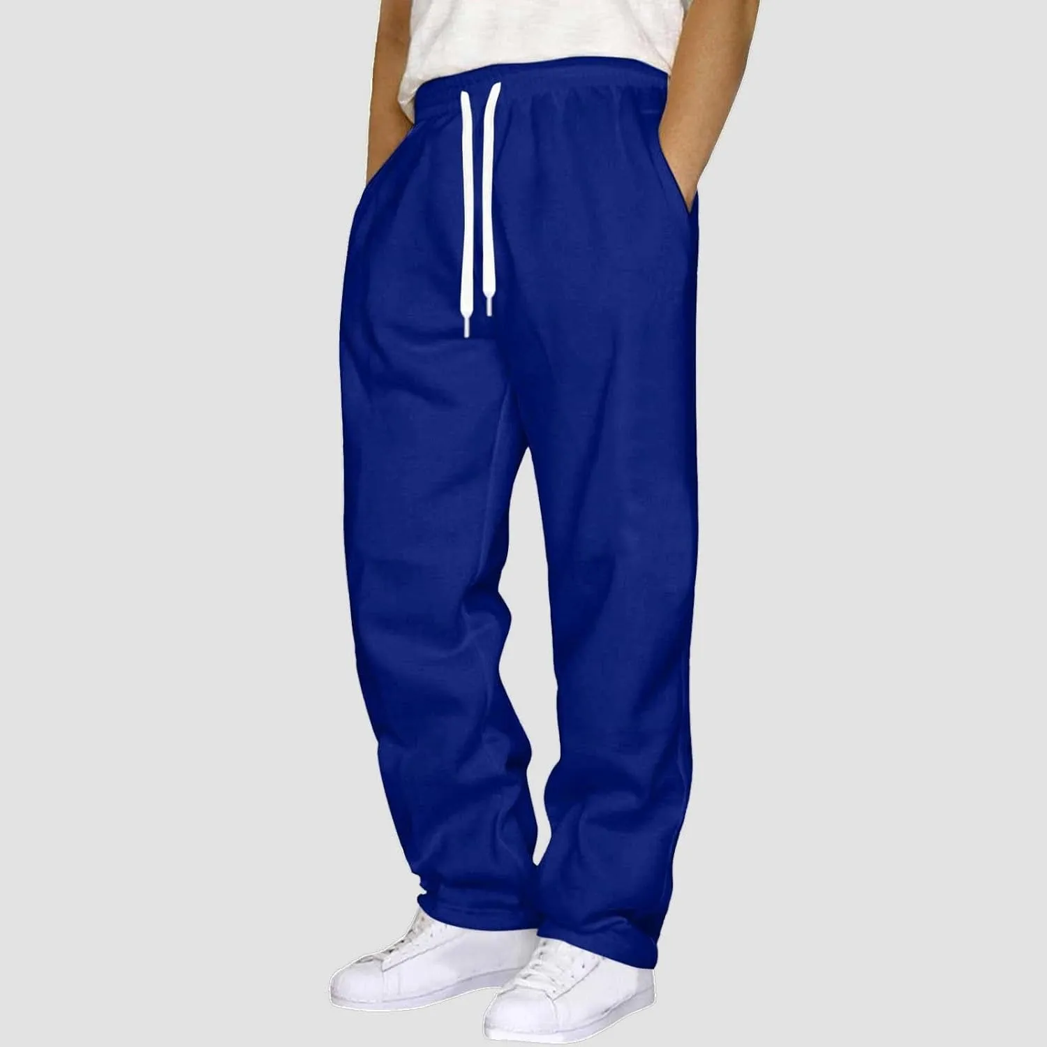 Mens Sweatpants Open Bottom Baggy Casual Drawstring Straight Leg Sweat Pants for Men Joggers Gym Athletic Trousers