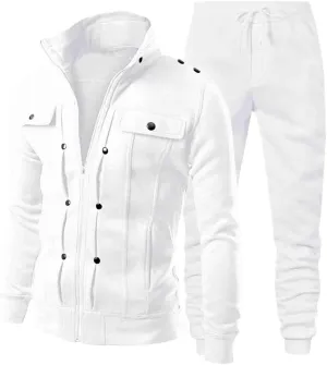 Men's Tracksuit 2 Pieces Set Color Matching Sweatshirt Hoodie Corset Sweatsuits Pullover Casual Workout Sports