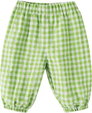 Moonker Toddler Boys Baggy Linen Pants Loose Wide Leg Elastic Waist Flaid Trousers Summer Daily Lightweight