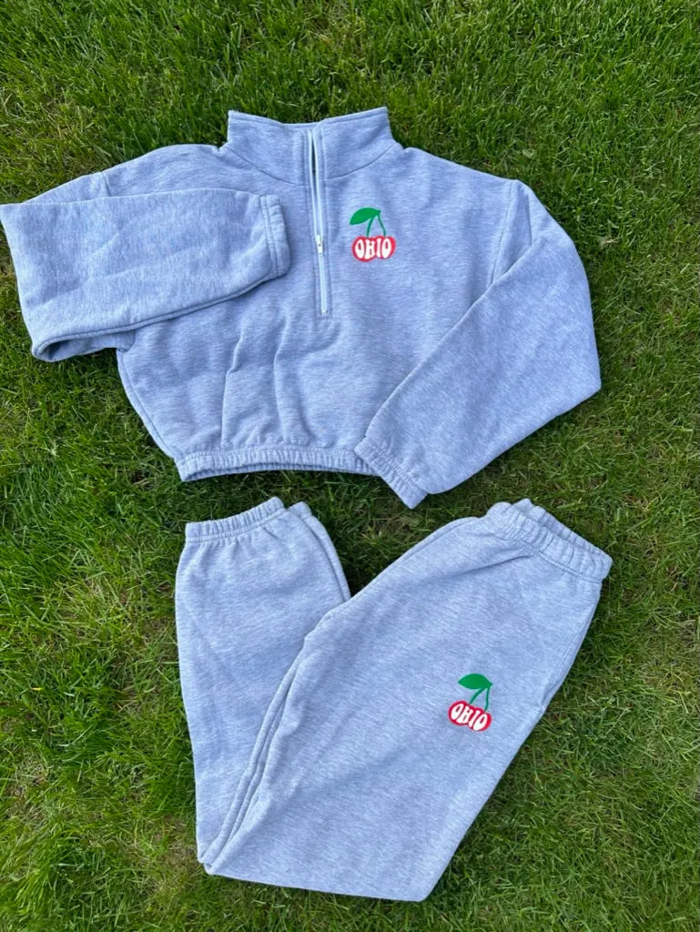 Ohio Cherries Crop Half Zip Sweatshirt