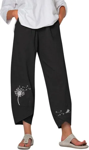 Rvidbe Linen Pants Women Summer Wide Leg Casual Loose Drawstring Pants Lounge High Waist Palazzo Pants Trousers with Pockets
