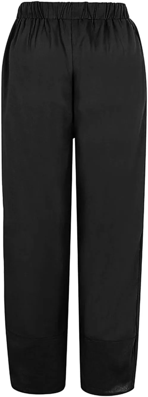 Rvidbe Linen Pants Women Summer Wide Leg Casual Loose Drawstring Pants Lounge High Waist Palazzo Pants Trousers with Pockets