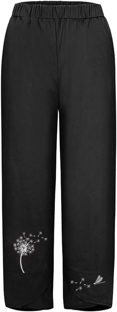 Rvidbe Linen Pants Women Summer Wide Leg Casual Loose Drawstring Pants Lounge High Waist Palazzo Pants Trousers with Pockets