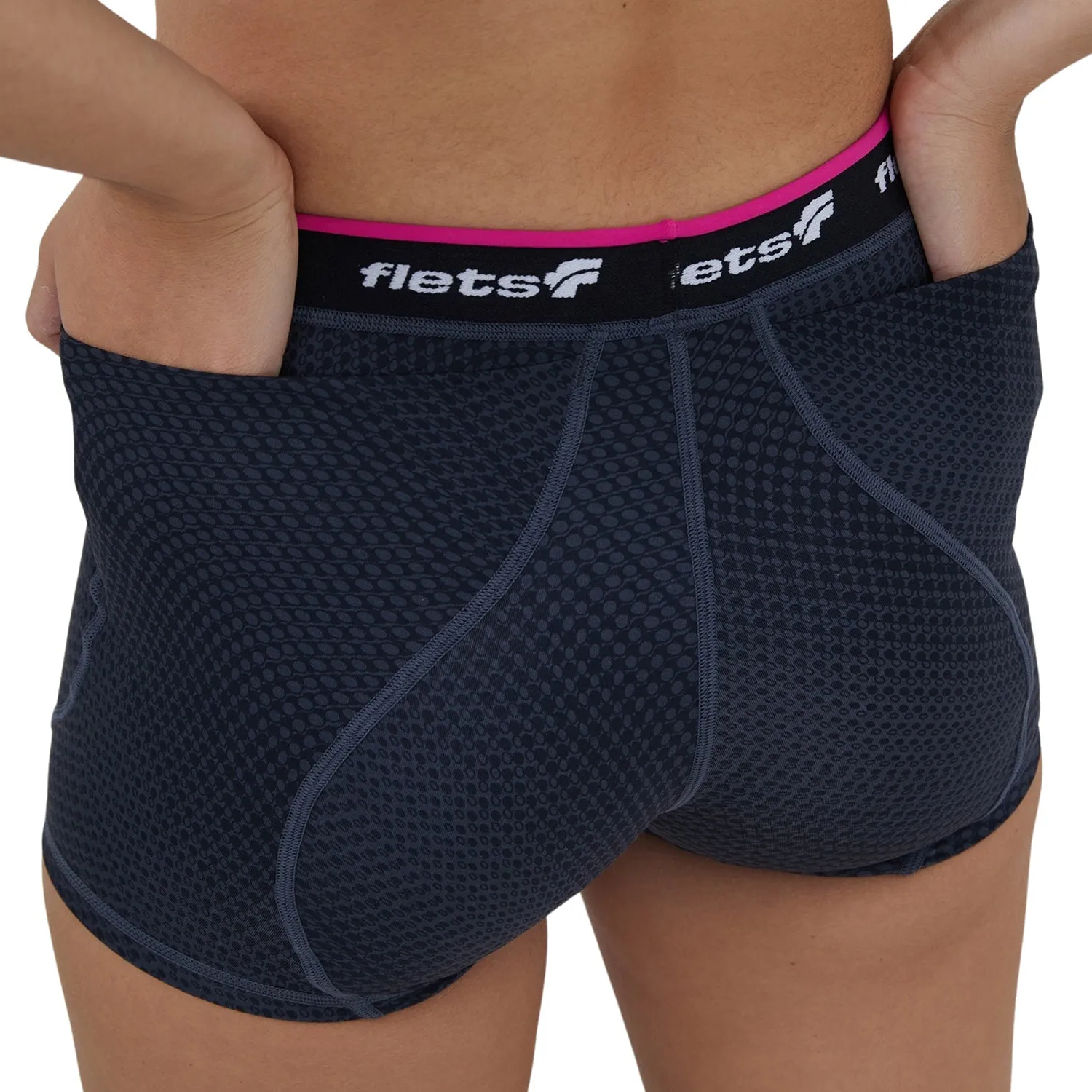 Shorts Curto de Compressão Fem l FFE detalhe rosa