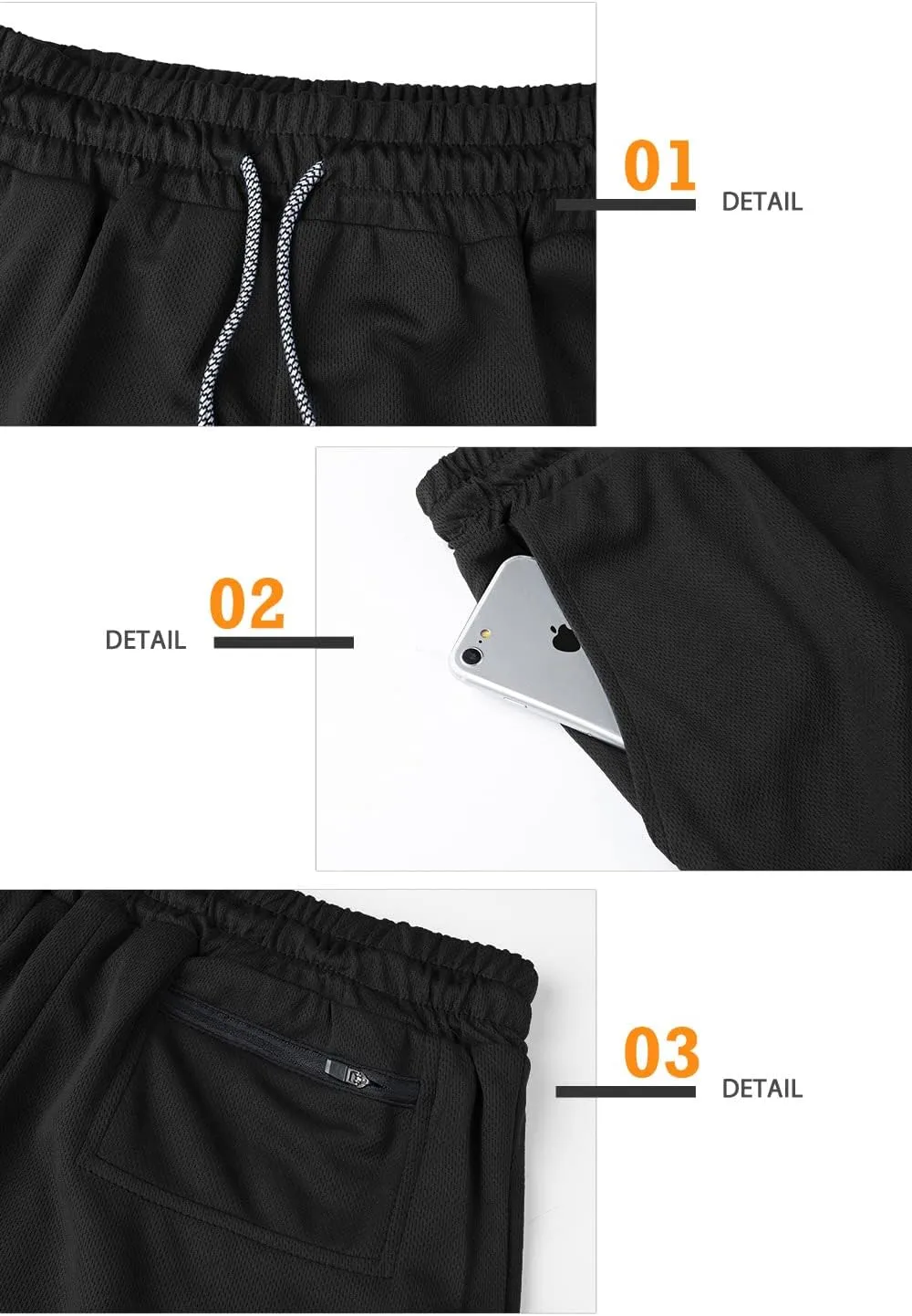 Surenow Men's Running Shorts Quick Dry Workout Gym Shorts Athletic 2-in-1 Stealth Shorts Outdoor Short for Men with Pockets