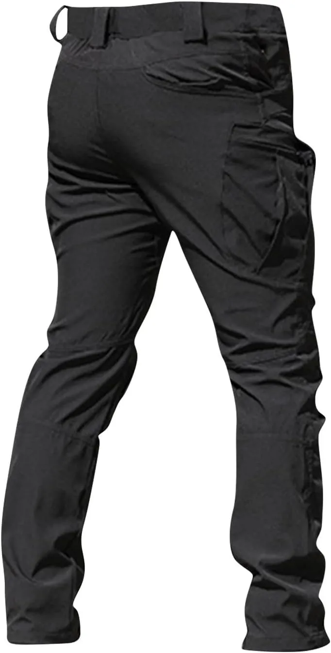 Tactical Pants for Men Stretch Ripstop Waterproof Zipper Cargo Hiking Pants Lightweight Work Pant Fishing with Pockets