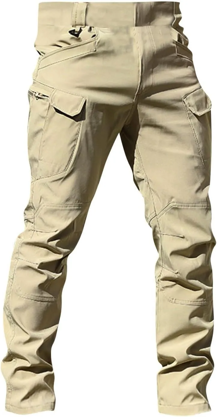 Tactical Pants for Men Stretch Ripstop Waterproof Zipper Cargo Hiking Pants Lightweight Work Pant Travel with Pockets