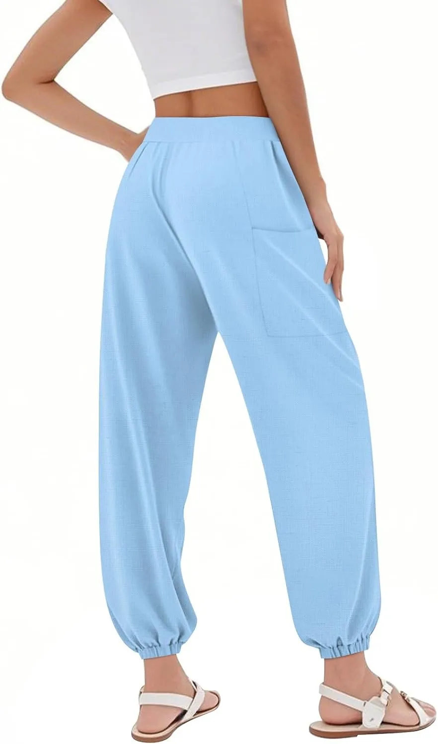 TWGONE Women's Harem Pants High Waist Yoga Comfy Bohemian Hippie Trousers with Pockets