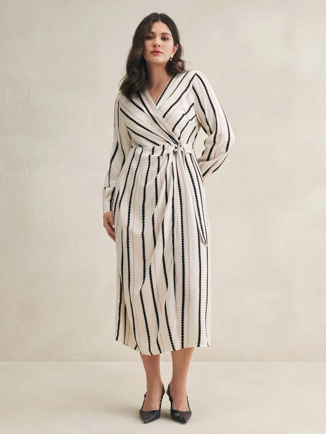 Vestido Casual Com Estampa Listrada- Mariela
