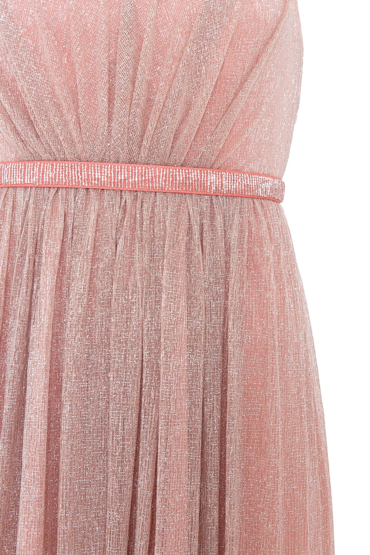 Vestido Longo Metalizado Decote Em V