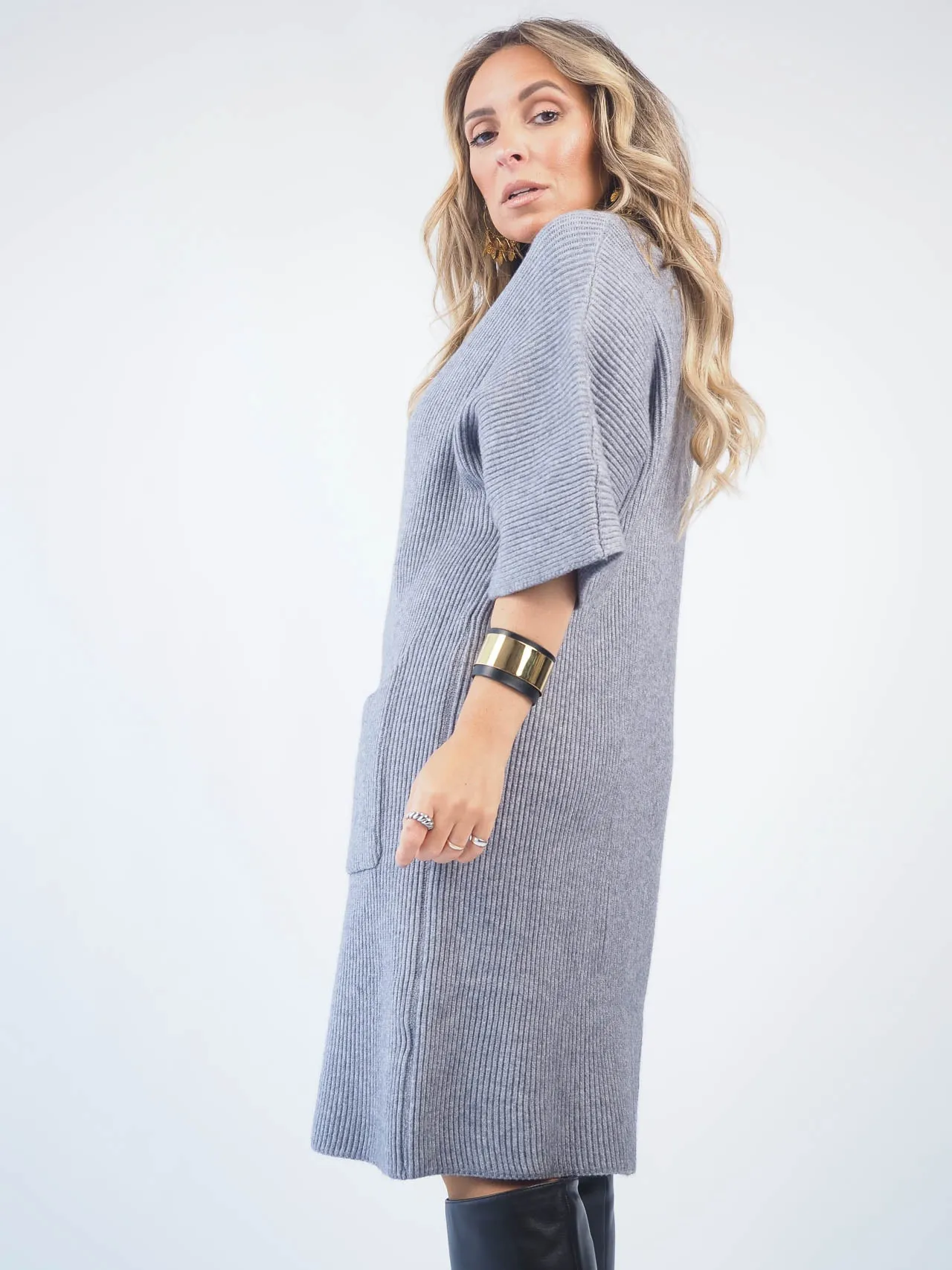 Vestido Malha Manga Curta
