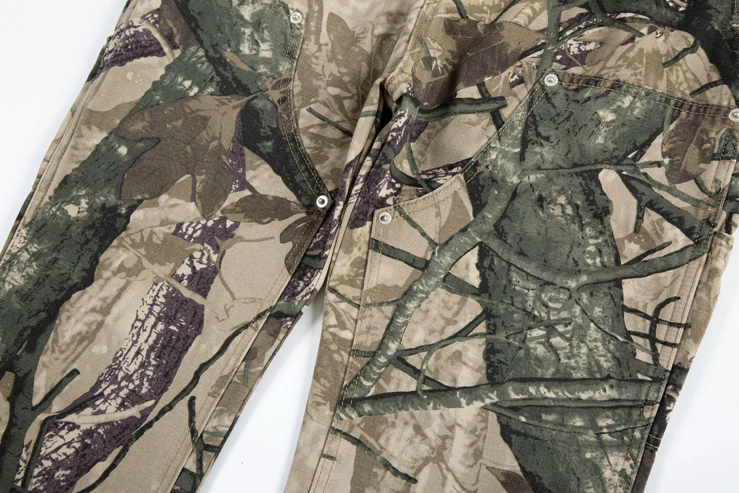 Wiaofellas High Street Leaf Camouflage Logging Pants for Men Straight Patchwork Baggy Jeans Cargos Y2k Pantalones Hombre Oversized Trousers