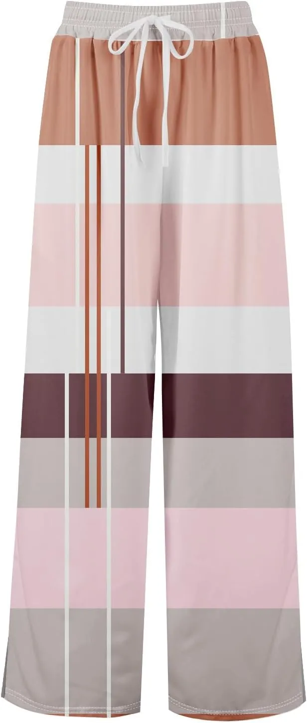 Wide Leg Loung Pants for Women Lightweight Bohemian Print Baggy Summer Pants Loose Fit Fashion Trousers