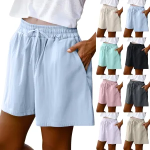 Womens Casual Short Elastic Drawstring Waist Wide Leg Trousers Loose Fit Summer Cozy Lounge Plus Size Shorts for Women